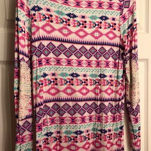 Shop hopes tribal long sleeve with lace detail